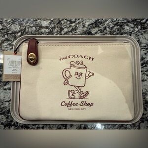 Coach Cream and Brown Toiletry Bag